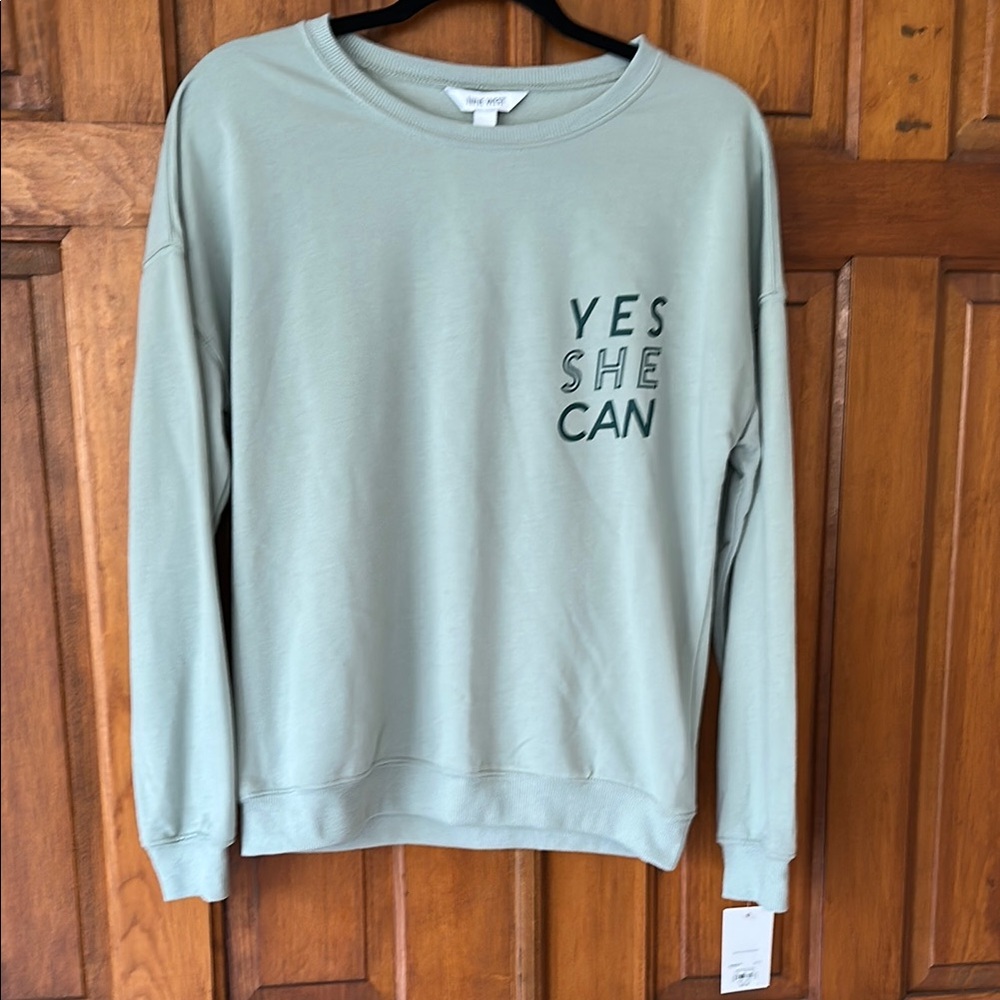 Yes She Can Light Green Sweater